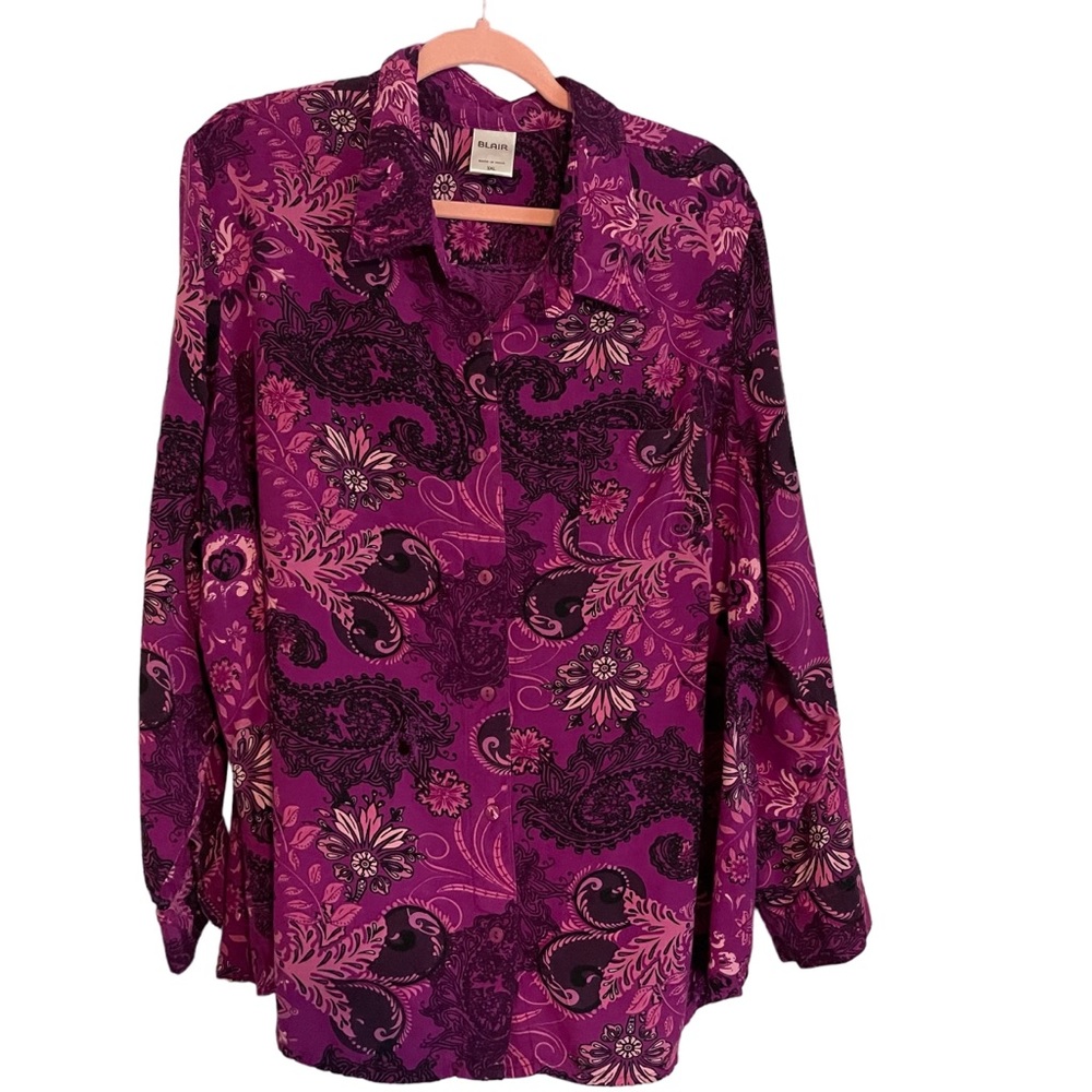Blair 3XL floral button front blouse.